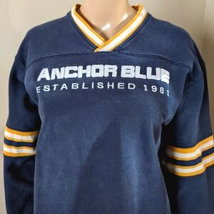 Vintage Anchor Blue v-neck navy sweater, men's medium